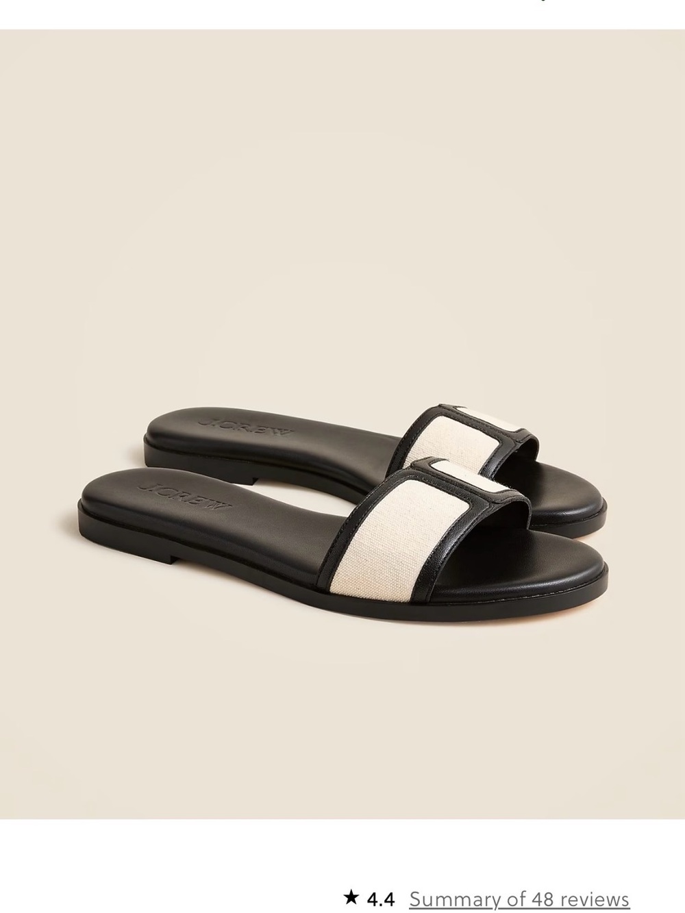 J. Crew Georgina Black leather and canvas Slide Sandals